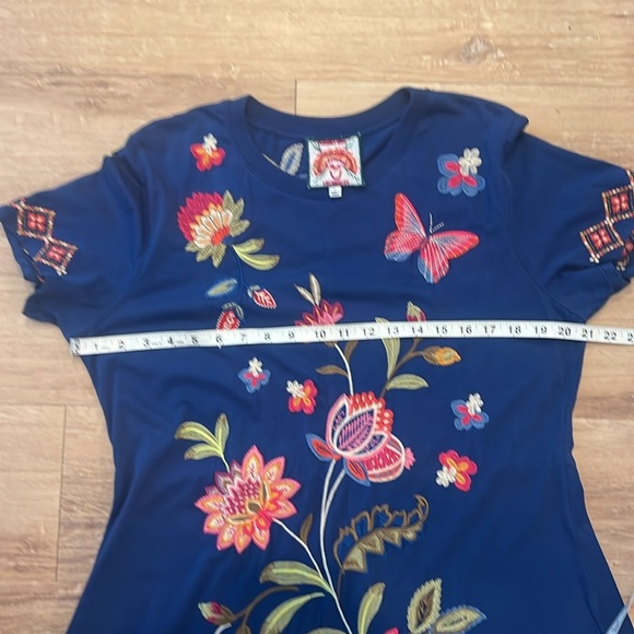 JOHNNY WAS Gracey Dress Crew Neck Swing Maxi Floral Butterfly Embroidery LARGE - Picture 10 of 12